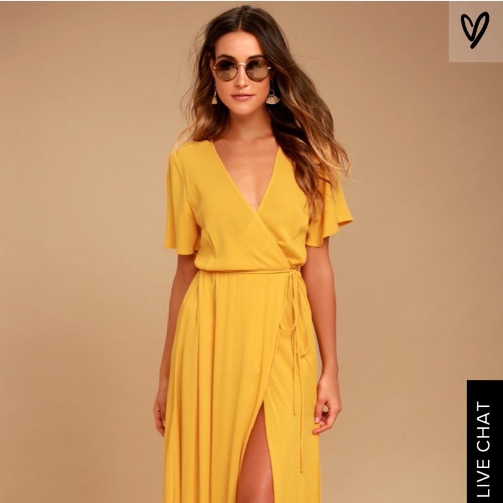 Lulus yellow wrap maxi dress